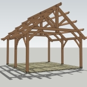 19×22 Timbered Pavilion King Post Truss Pavilion