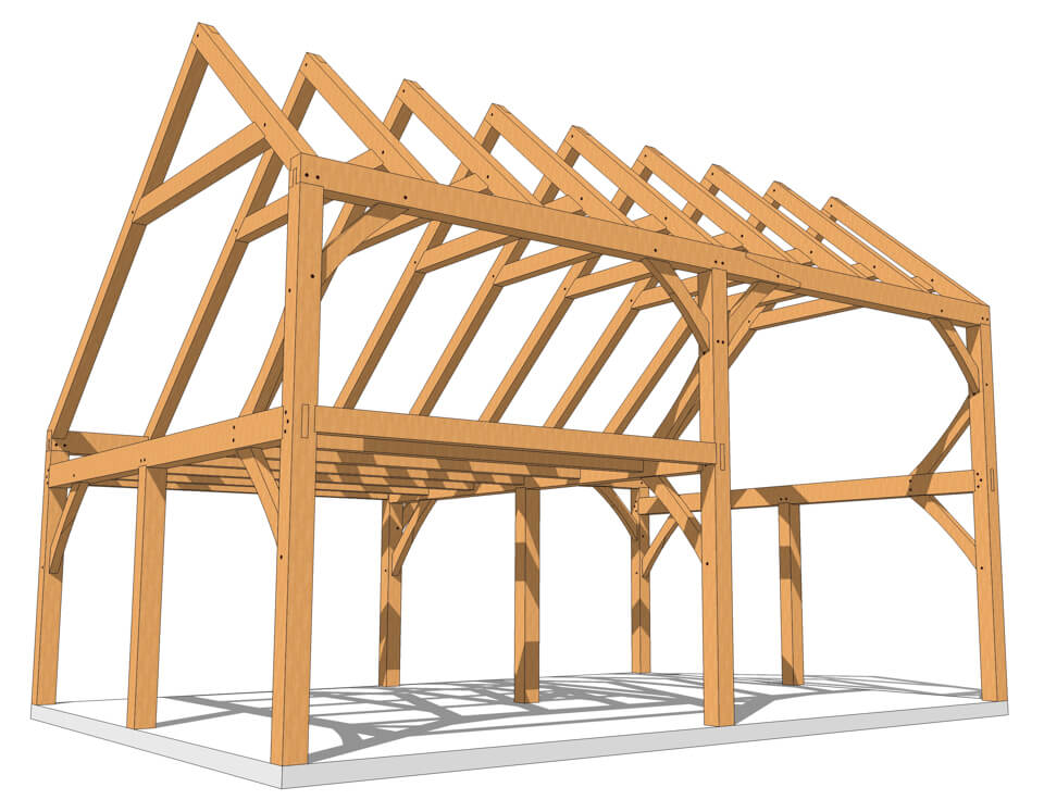 28x20 Timber Frame Saltbox Timber Frame Hq