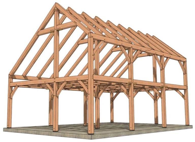 2436 Saltbox Cabin Timber Frame HQ