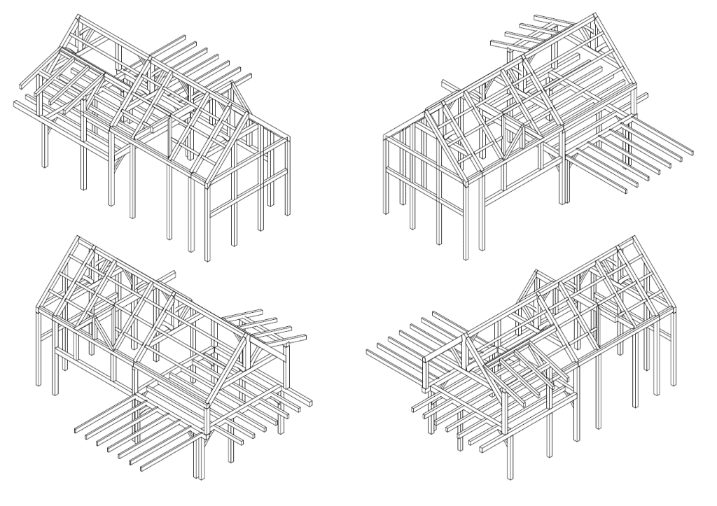 Timber Frame Isometiric Construction Details