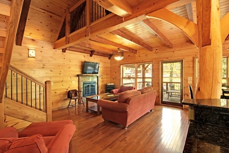 Post and Beam Wood Living Area and Loft