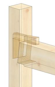 Wedged Half Dovetail Tie Beam Tenon to Post Timber Frame Joint