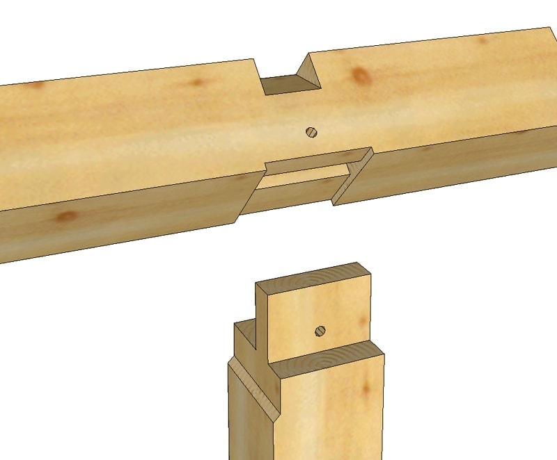 Timber Frame Post Top with Tenon