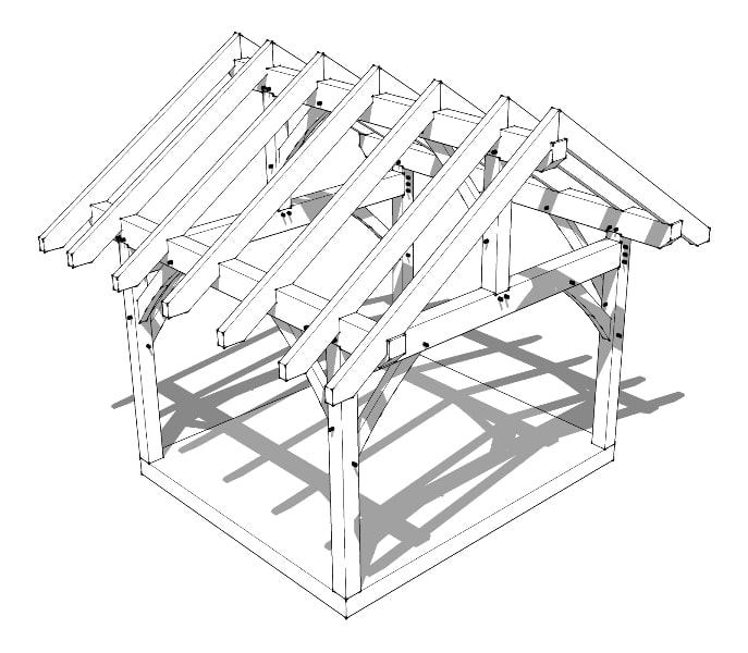 12x14 Timbered Porch