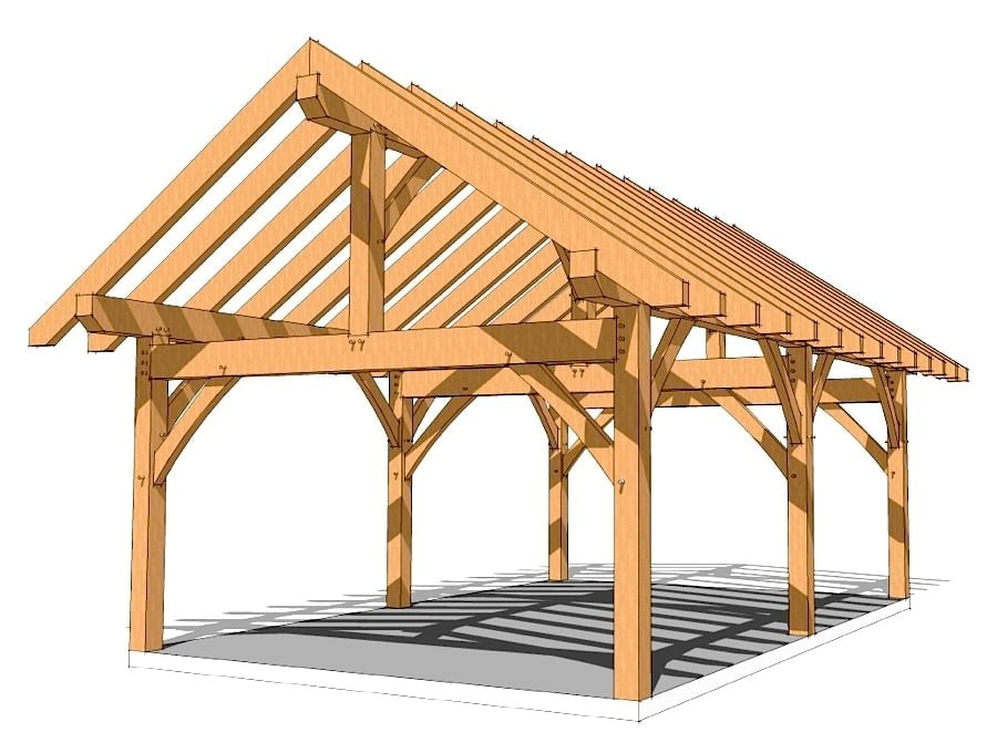 16x24 King Post Plan Timber Frame HQ 16x24-king-post-plan-timber-frame-hq