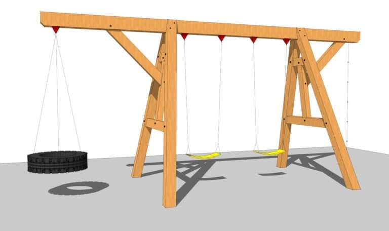 timber frame wooden swing set