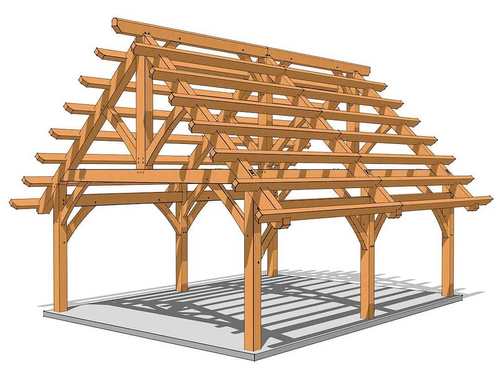 18×24 Foot Timber Frame Pavilion Plan (6848) 2
