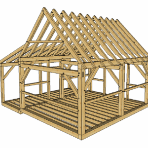 16x20 Timber Frame Cabin with Lean-To
