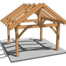 16x20 Timber Frame Cabin with Lean-To - Timber Frame HQ
