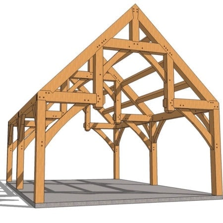 16×24 Hammer Beam Timber Frame Plan - Timber Frame HQ