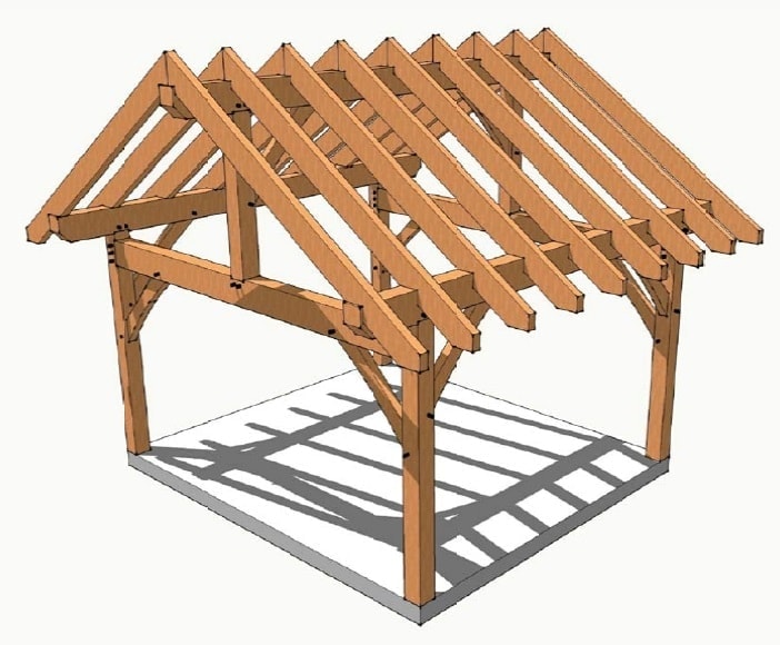 14×16 Post and Beam Plan Timber Frame HQ