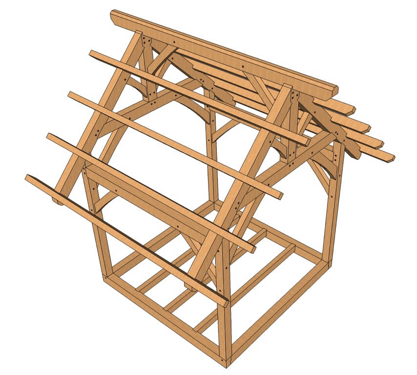 10x10 King Post Truss Frame from above