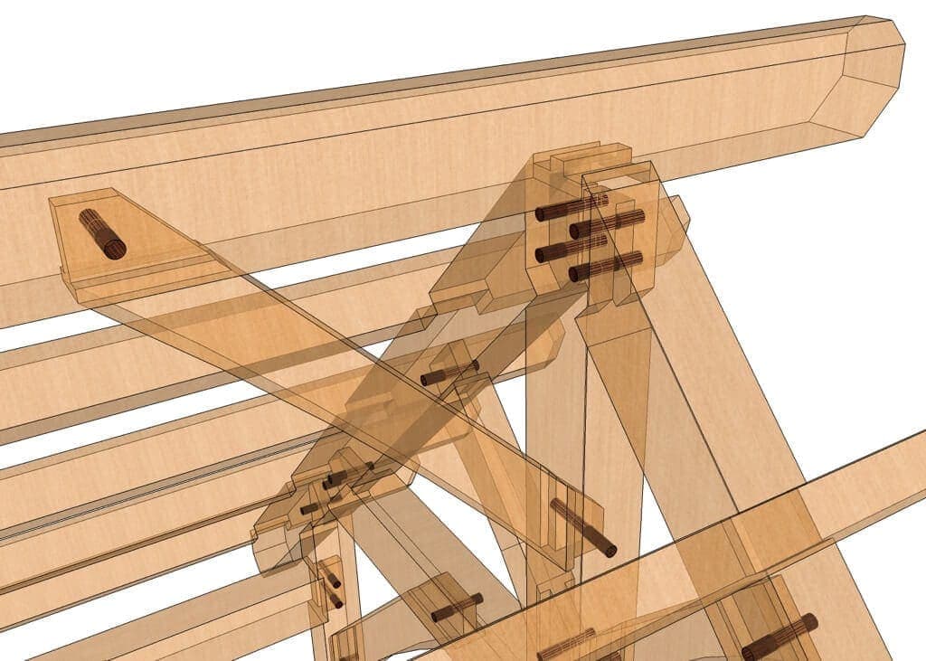 10x10 King Post Truss Frame closeup 10x10 King Post Truss Frame closeup