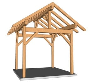 10x10 King Post – Post and Beam Plan 3D