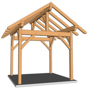 10x10 King Post – Post and Beam Plan 3D