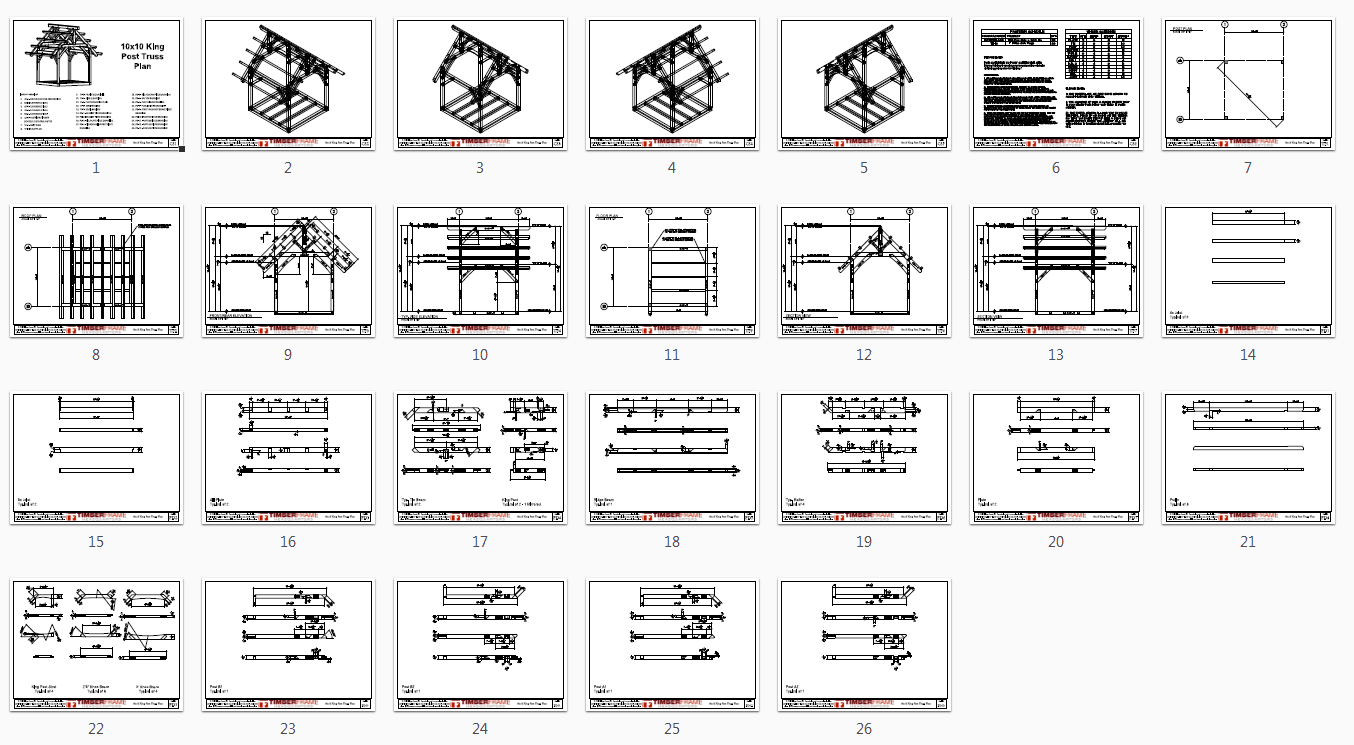 10x10 King Post Timber Frame Plan_Overview