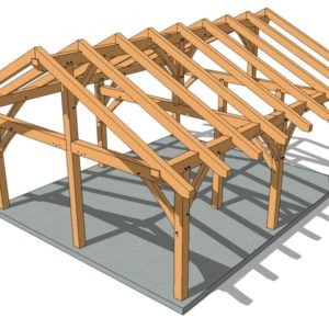 20x24 King Post Timber Frame Perspective