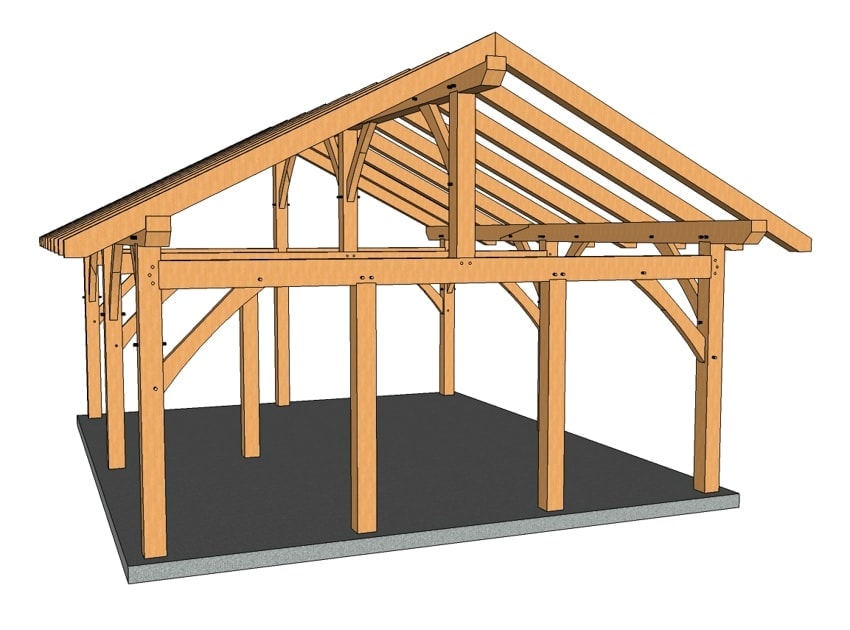 20x24 King Post Timber Frame Front