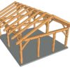 20x24 King Post Timber Frame 3d