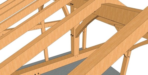 20x24 King Post Timber Frame Closeup