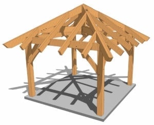 12x12 Gazebo Plan Oblique View Wood Tones