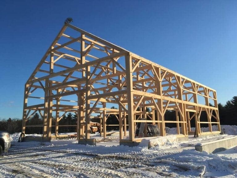 Maine Mountain Post and Beam-Gable Entry Barn - Timber Frame HQ