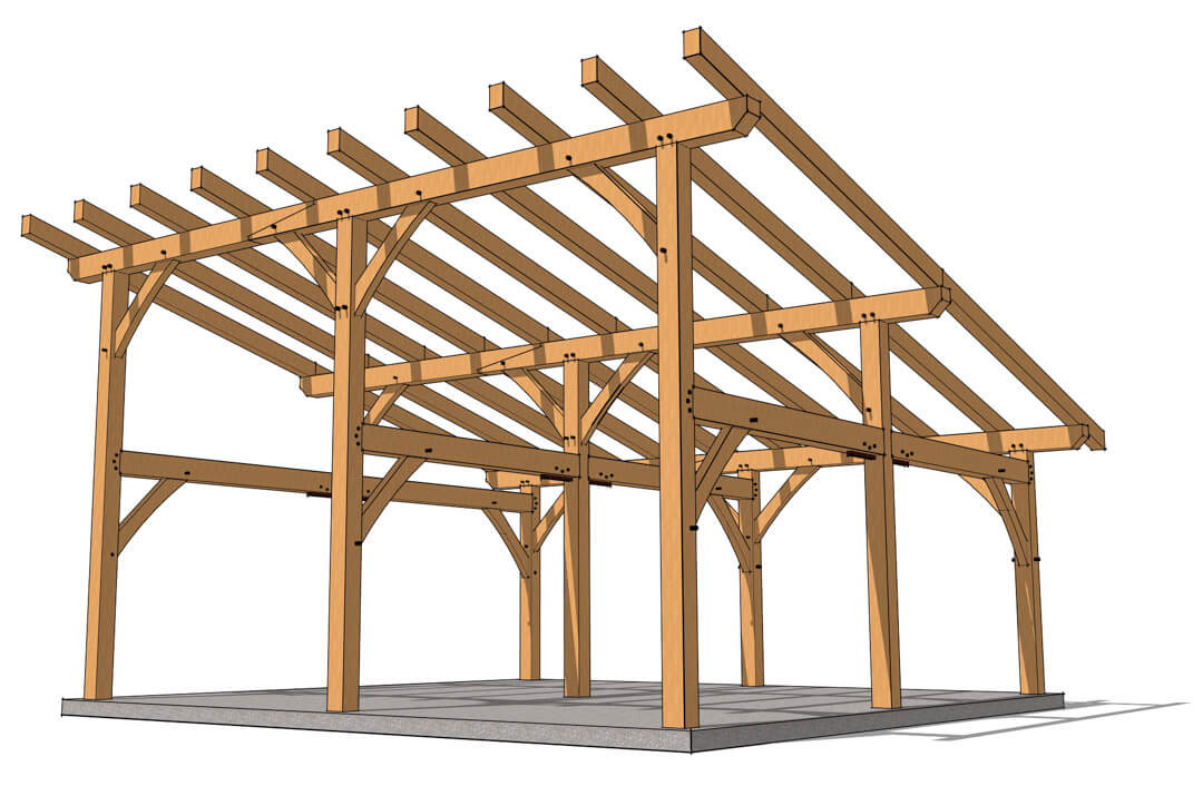 24x24 Shed Roof Outbuilding - Timber Frame HQ