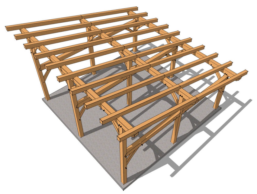 24×24 Shed Roof Plan - Timber Frame HQ