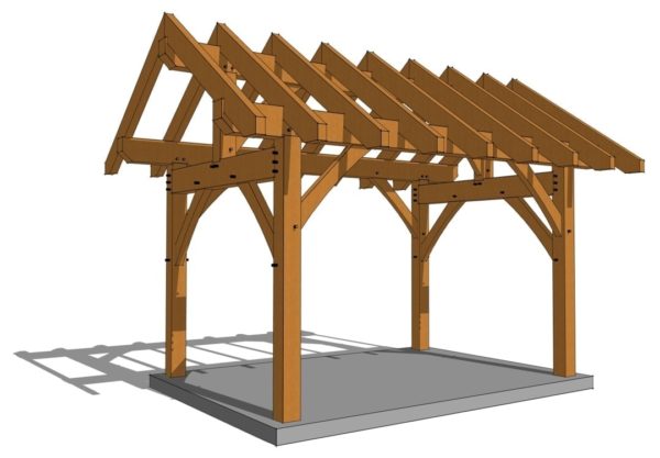 10x14 King Post Pavilion Side Angle