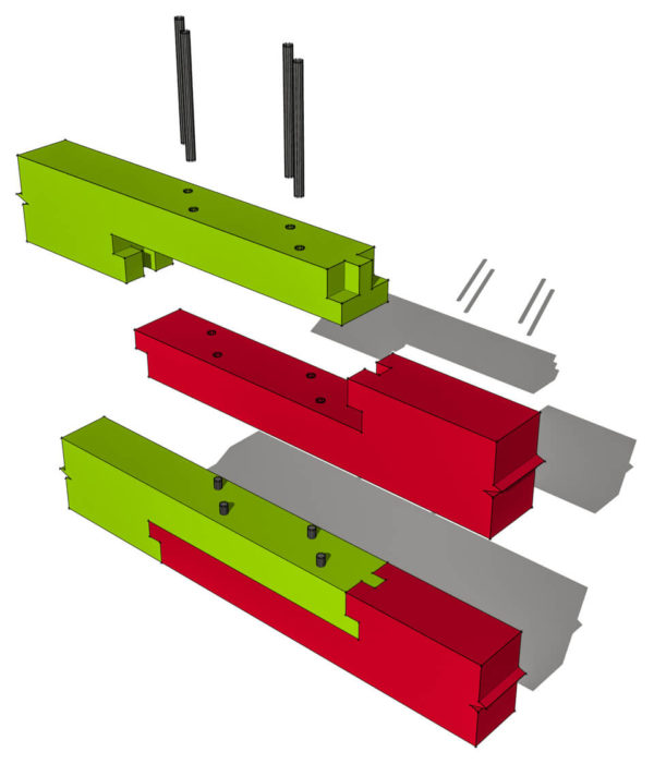 Stop Bladed Scarf Joint With Cogs and Pegs Timber Frame HQ