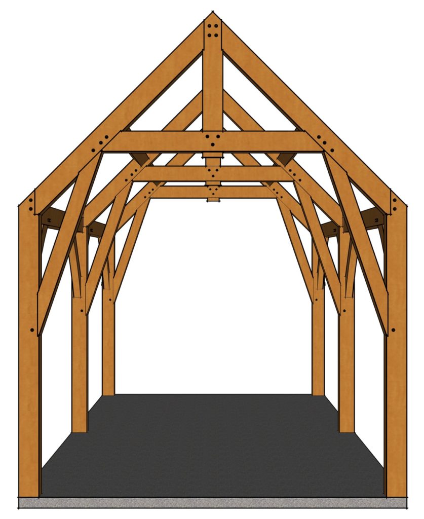 12x24 Gothic Arch Timber Frame Front 12x24 Gothic Arch Timber Frame Front