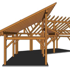 14x28 Winged Shed Pavilion Side View