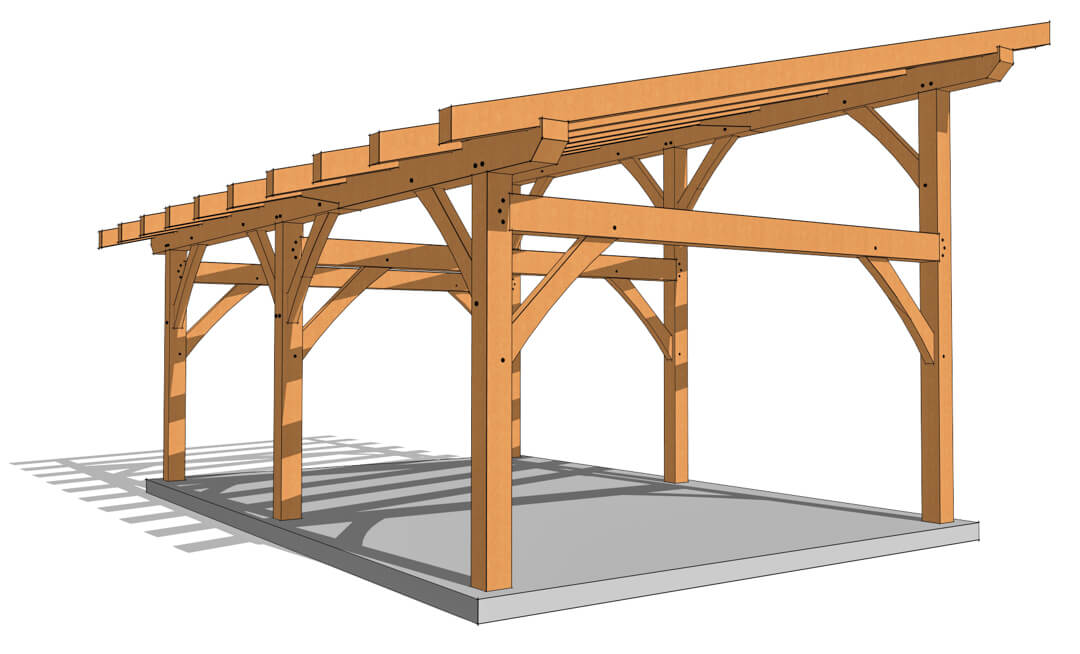 16x24 Timber Frame Shed Roof Plan - Timber Frame HQ
