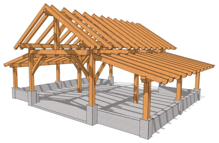 32x28 King Post Barn Light Rendering