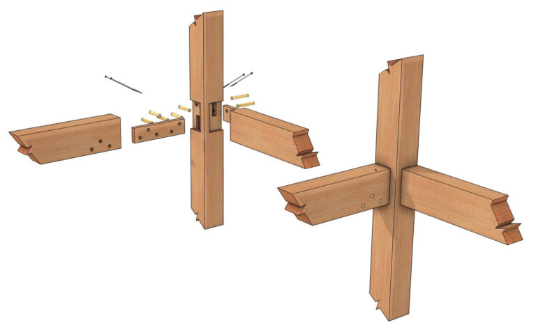 Timber Frame Corner Joint with Spline and a Tenon - Timber Frame HQ