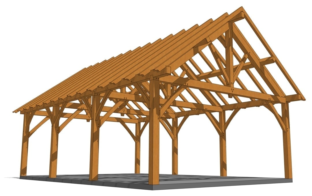 24x36 King Post Truss Pavilion - Timber Frame HQ