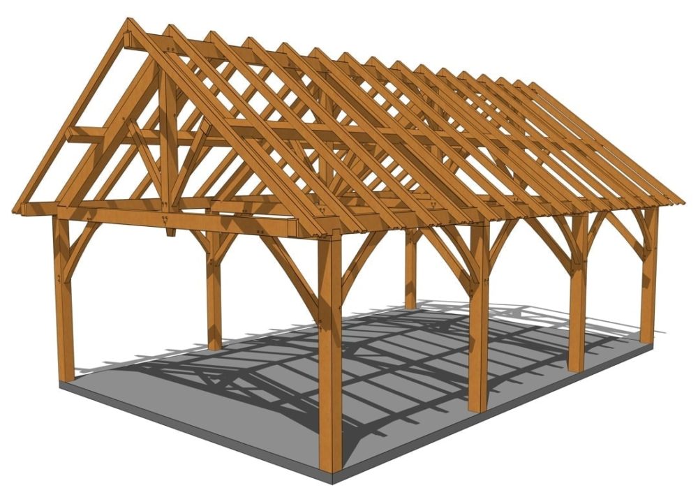 24×36 King Post Truss Pavilion - Timber Frame HQ