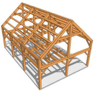 24x36 Timber Frame Barn House Plan 3D View