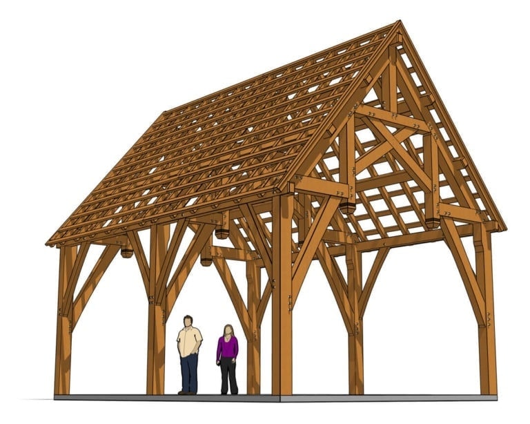 18x24 Hammer Beam Truss Plan - (41292)