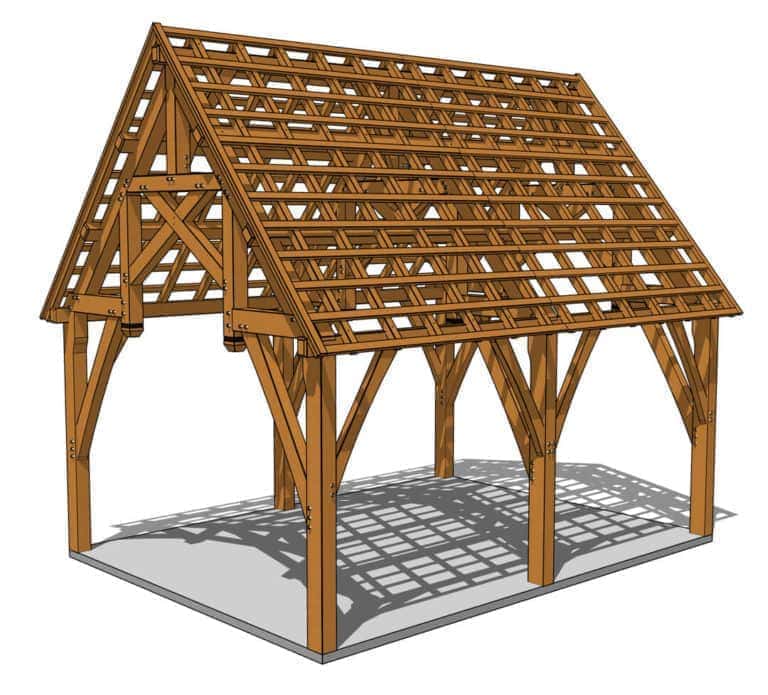 18×24 Hammer Beam Truss Plan - Timber Frame HQ