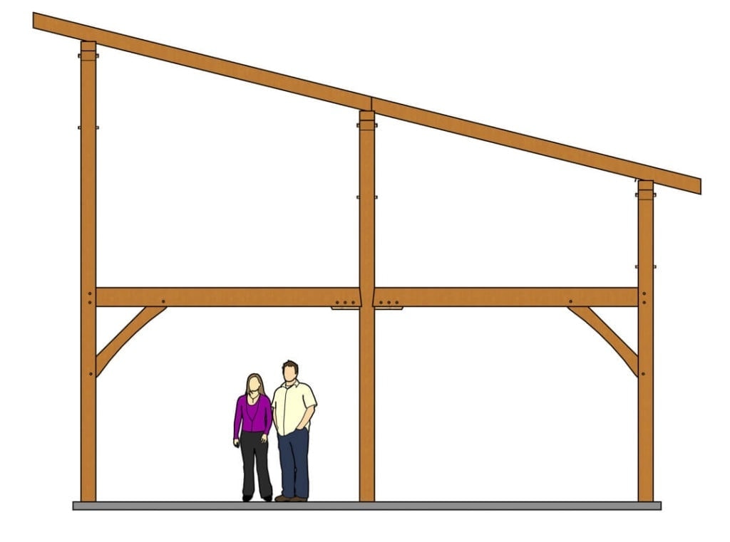 24 24 Shed Roof Plan With Loft Timber Frame HQ   Post And Beam Pavilion 41431 12 1024x761 