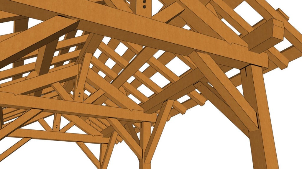 12x24 Post and Beam Pavilion King Post Closeup 12x24 Post and Beam Pavilion King Post Closeup