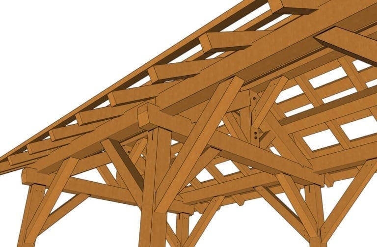 12×24 Post and Beam Pavilion Timber Frame HQ