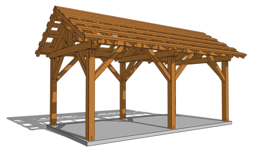 12×24 Post and Beam Pavilion Timber Frame HQ
