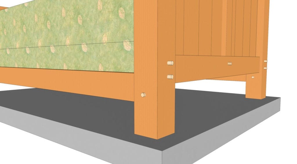 Queen Size Timber Frame Bed Plan (42073)-Closeup