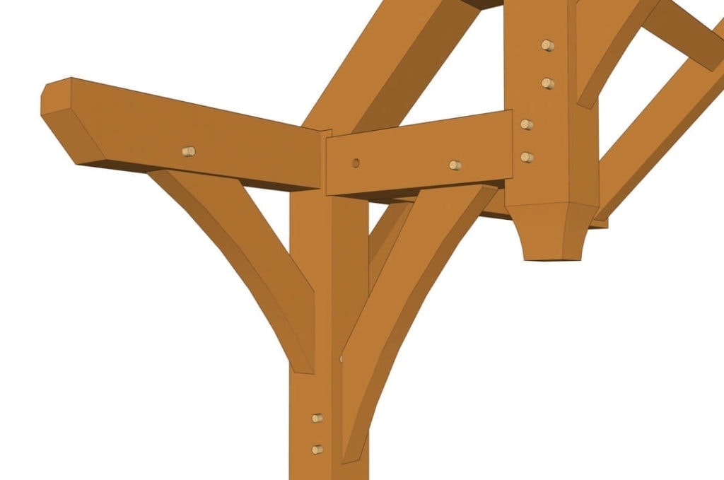 10x8 Hammer Beam Entry Porch Plan (41890) Corner Post 10x8 Hammer Beam Entry Porch PlanCorner Post