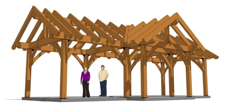 3 Gable Pavilion Plan Front View
