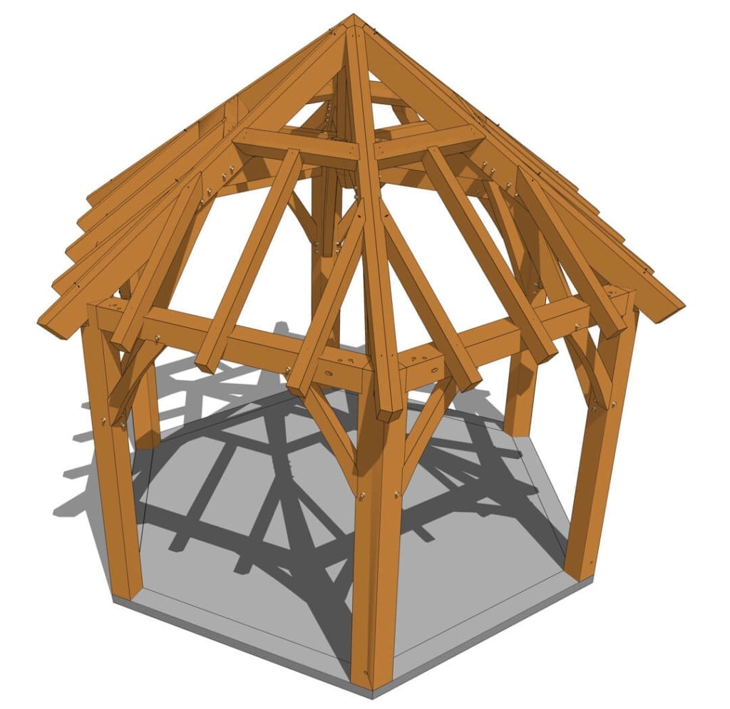 Hexagonal Gazebo Plan (42708) 3D Hexagonal Gazebo Plan 3D