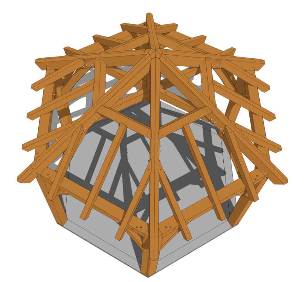 Hexagonal Gazebo Plan (42708) Birdseye