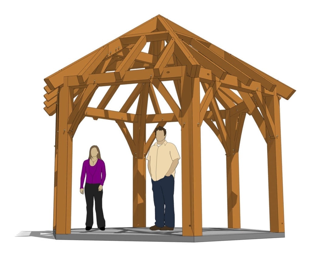 Hexagonal Timber Frame Gazebo Plan with models